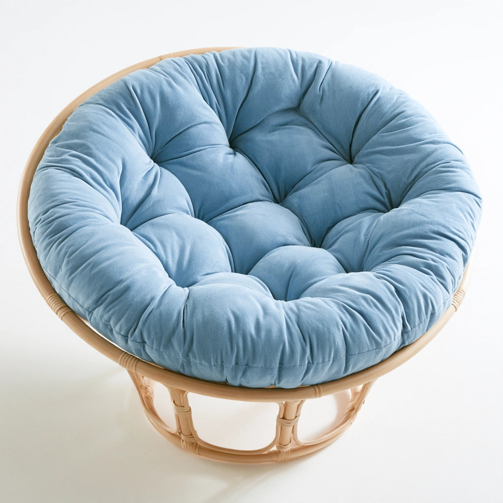 Fauteuil papasan aux lignes épurées, coloris bleu clair