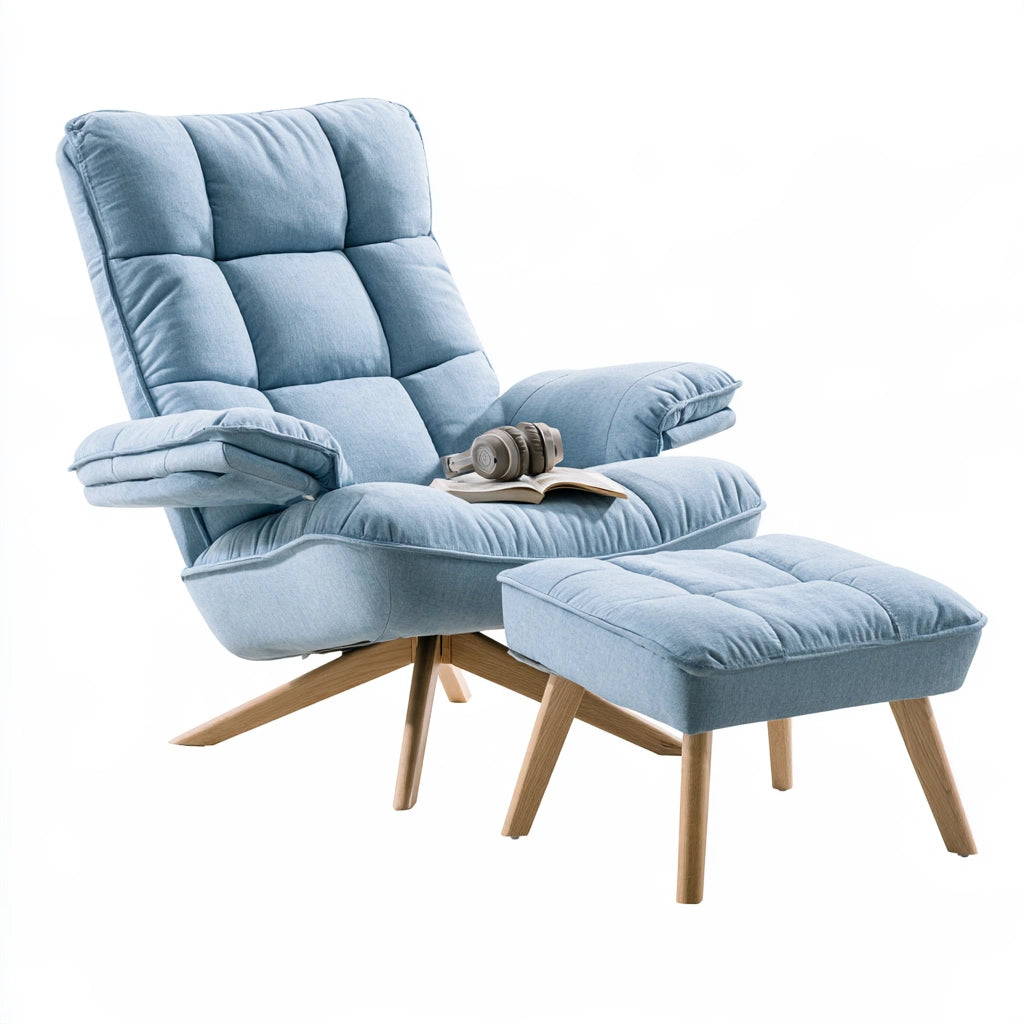 Fauteuil de détente aux lignes épurées, coloris bleu clair