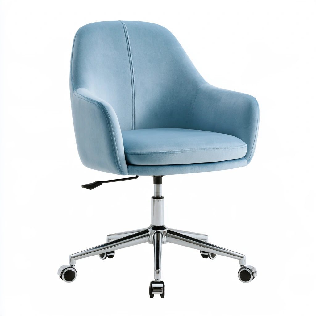 Fauteuil de bureau ergonomique en velours, coloris bleu clair