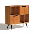 Bibliothèque ouverte en bois, coloris brun clair