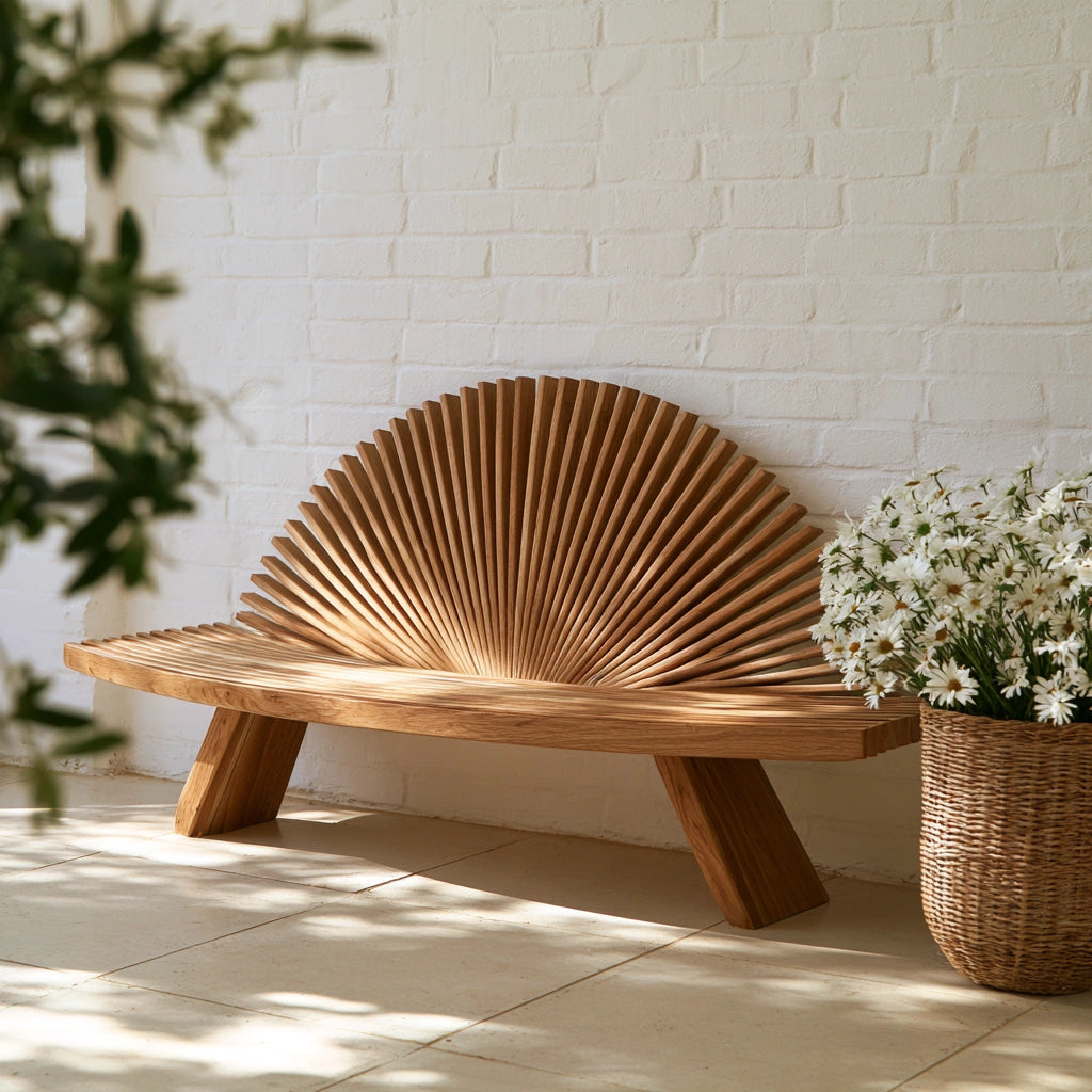 Banc décoratif en bois, coloris brun clair