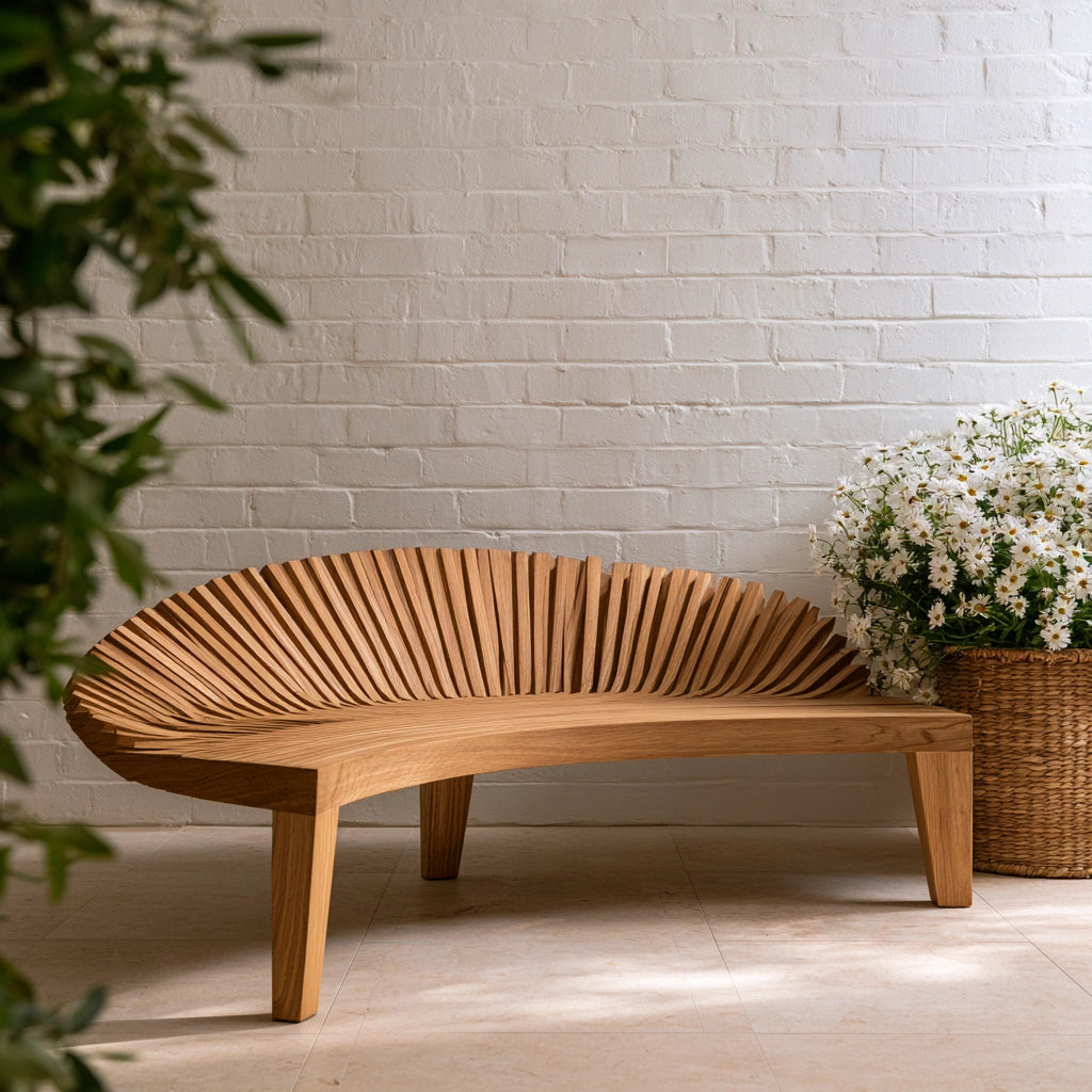 Banc décoratif en bois, coloris brun clair