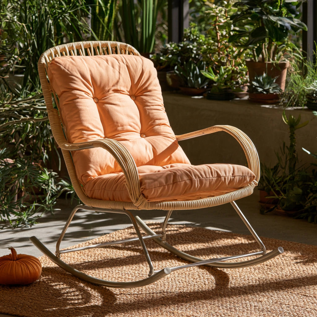 Fauteuil à bascule en métal, coloris argenté